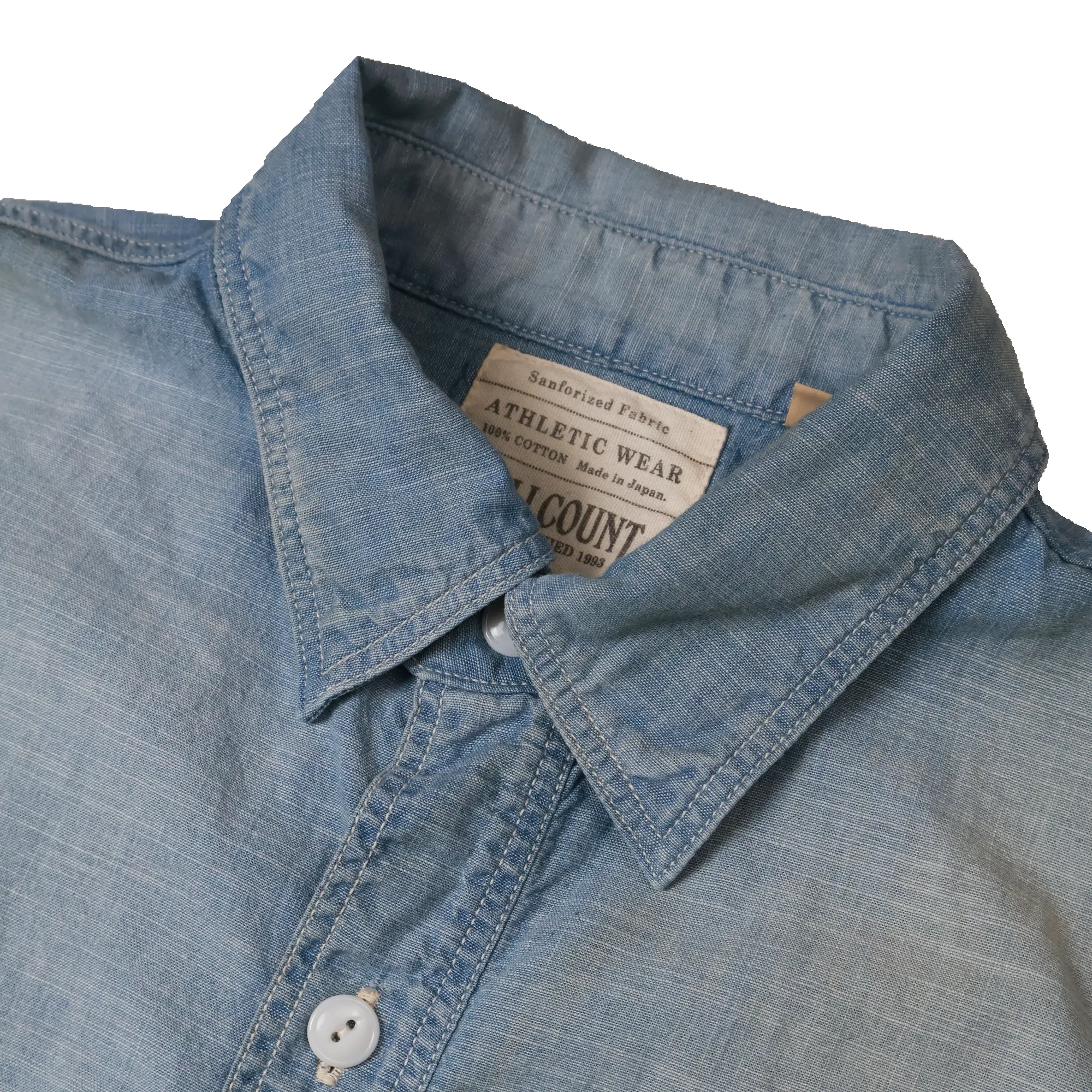 4091HW - 20s Short Chambray Shirt “Aging” - sold by Full Count product image thumbnail 4
