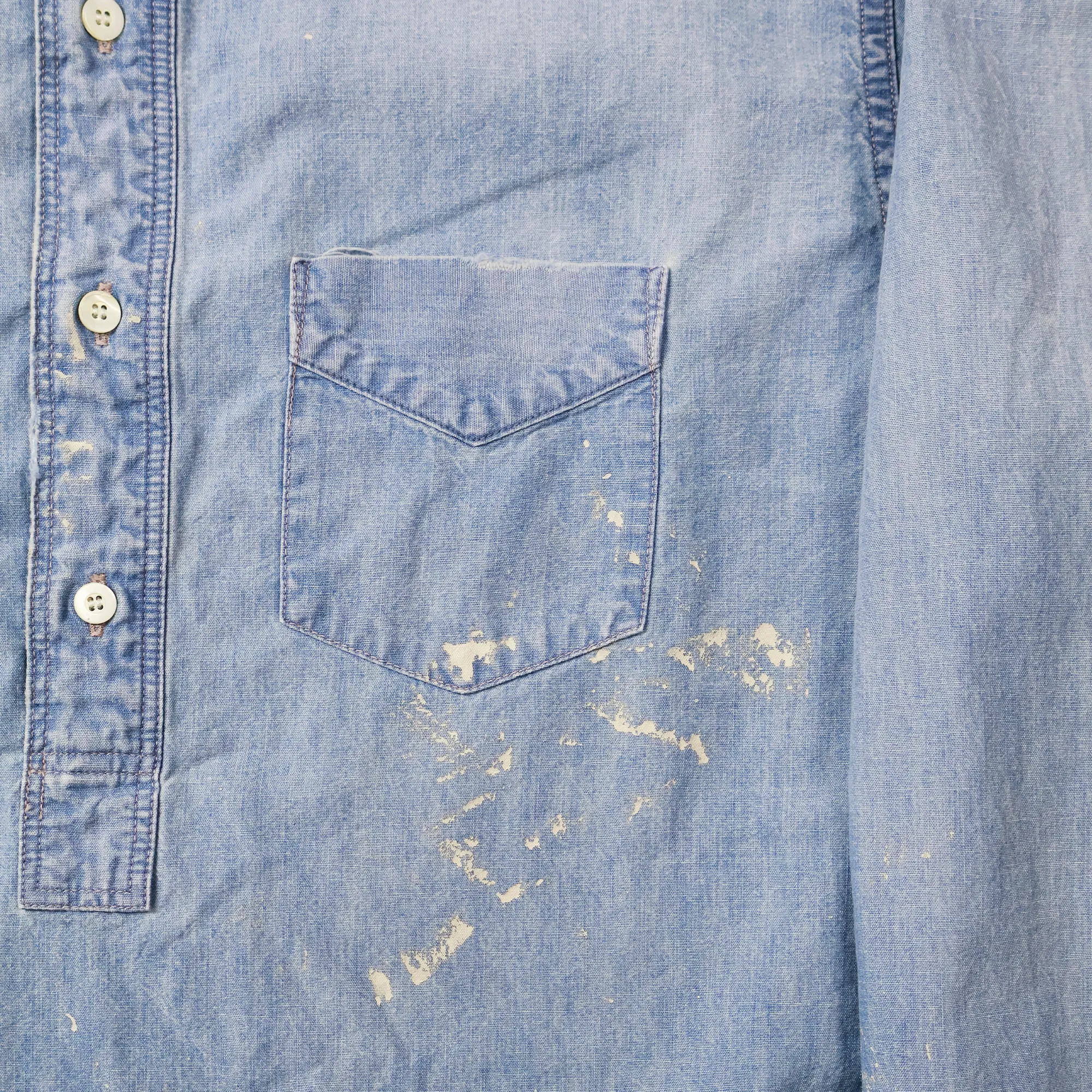 4900HW-SP - Stand Collar Chambray Shirt “Aging” sold by Full Count product image thumbnail 4