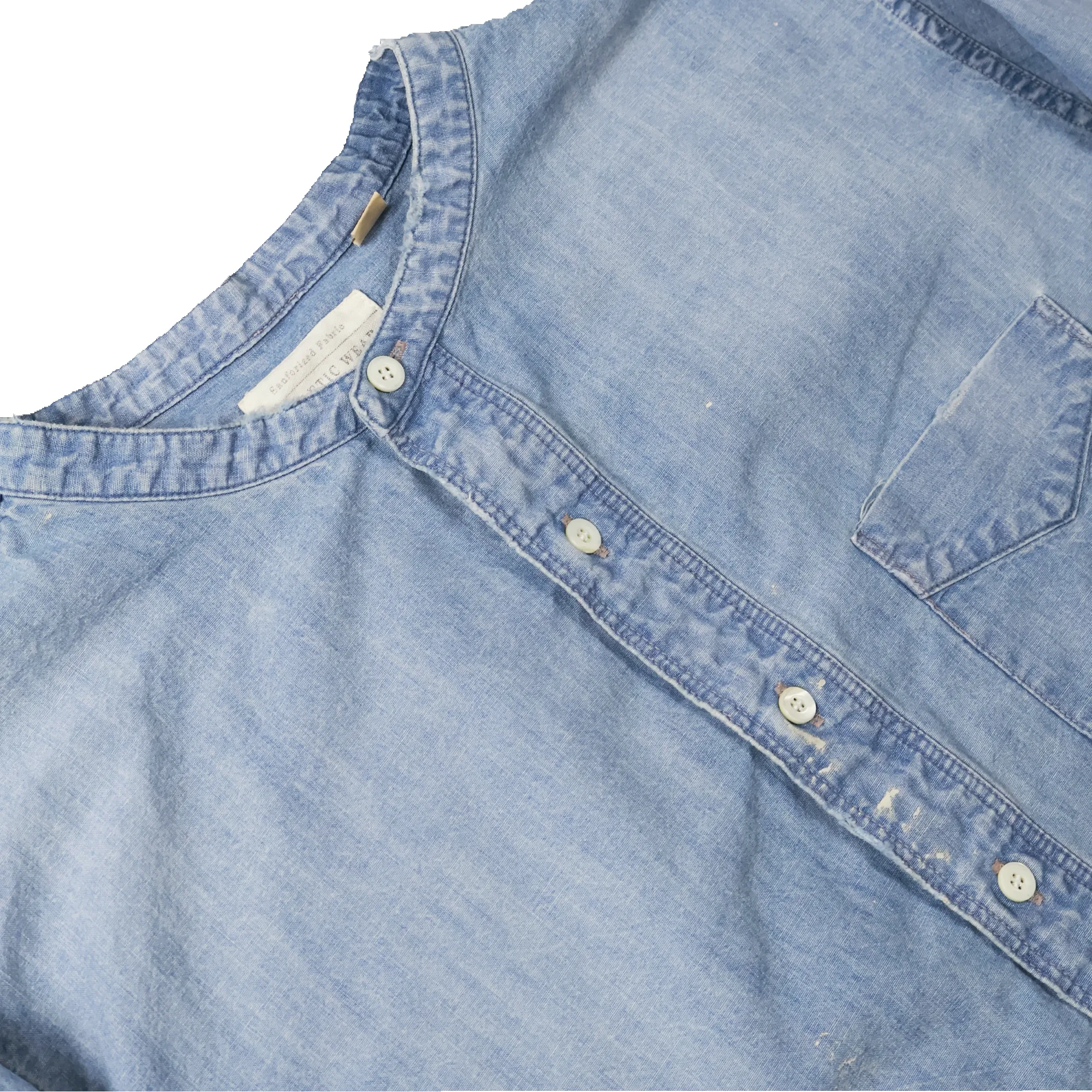 4900HW-SP - Stand Collar Chambray Shirt “Aging” sold by Full Count product image thumbnail 3