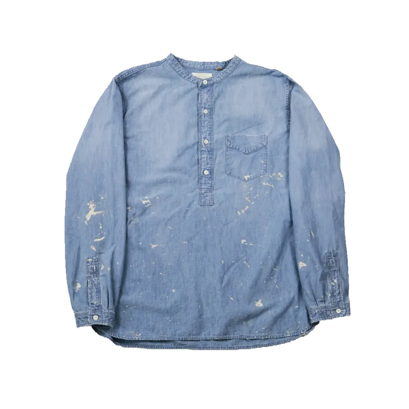 4900HW-SP - Stand Collar Chambray Shirt “Aging” sold by Full Count