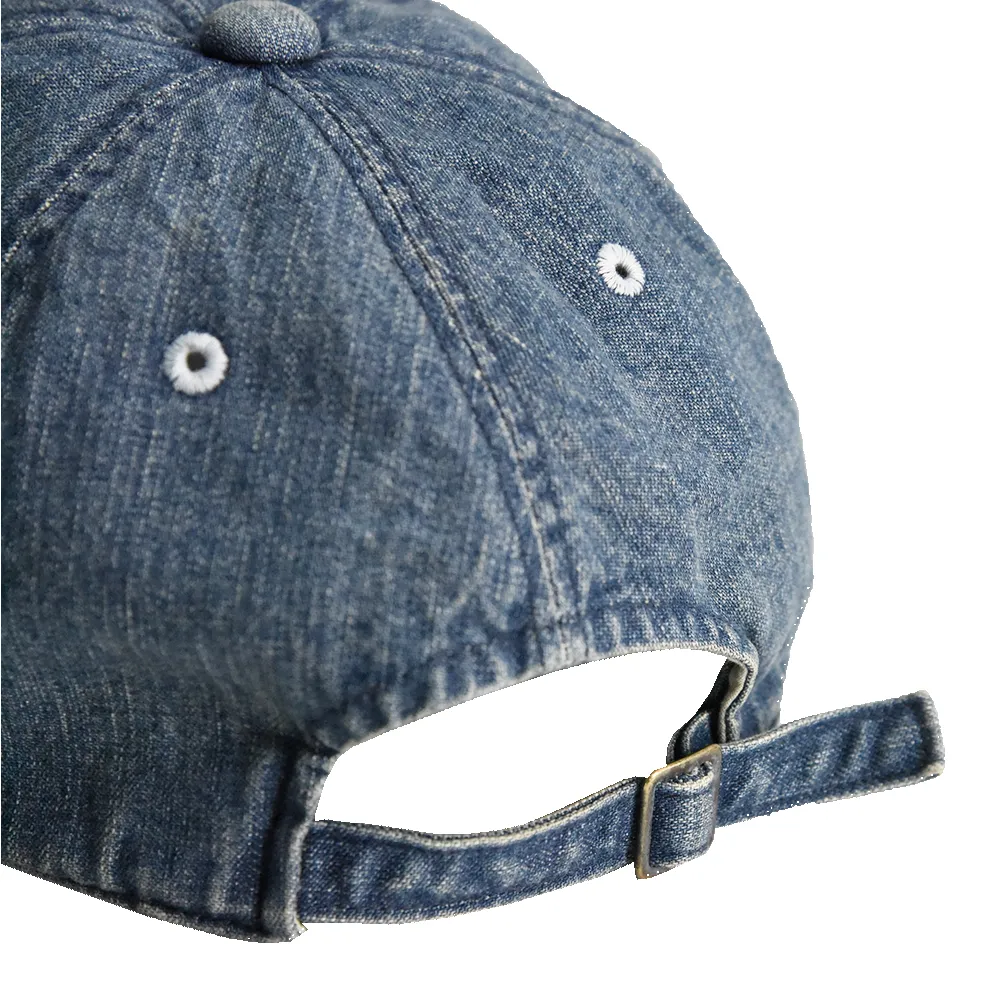 6843HW - 6Panel Denim Baseball Cap 'F' Patch Vintage Wash sold by Full Count product image thumbnail 3