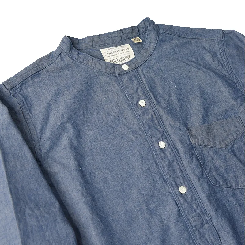 4900-21 - Stand Collar Chambray Shirt - sold by Full Count product image thumbnail 3