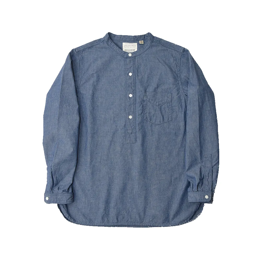 4900-21 - Stand Collar Chambray Shirt - sold by Full Count