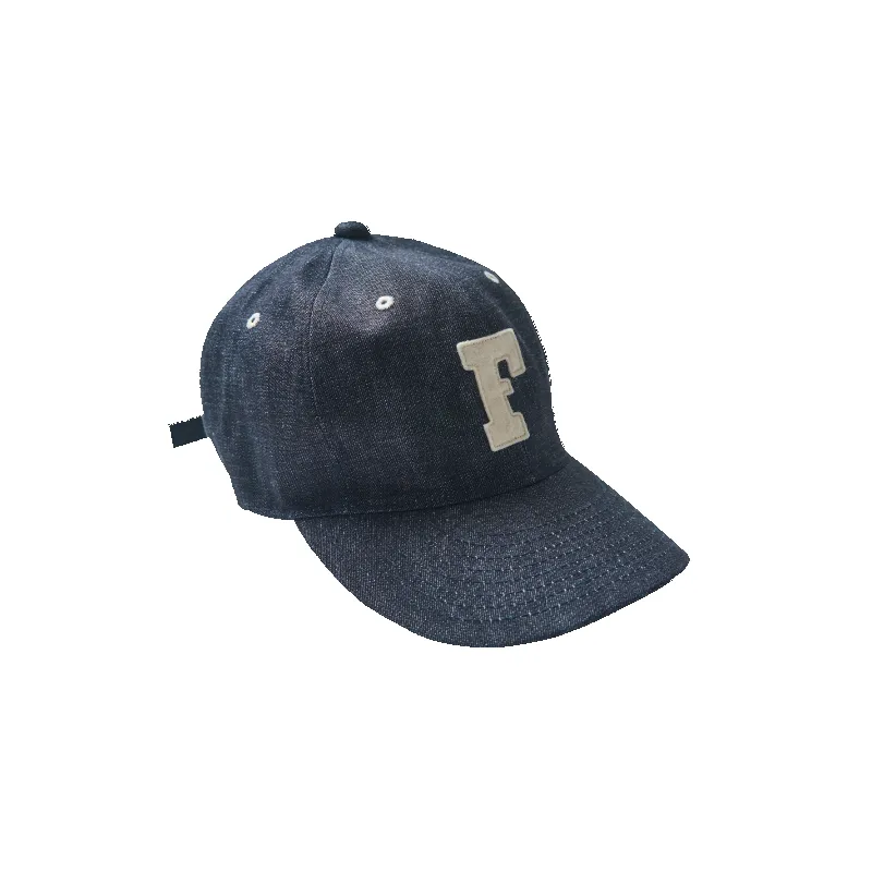 6843 - 6 Panel Denim Baseball 'F' Cap - sold by Full Count