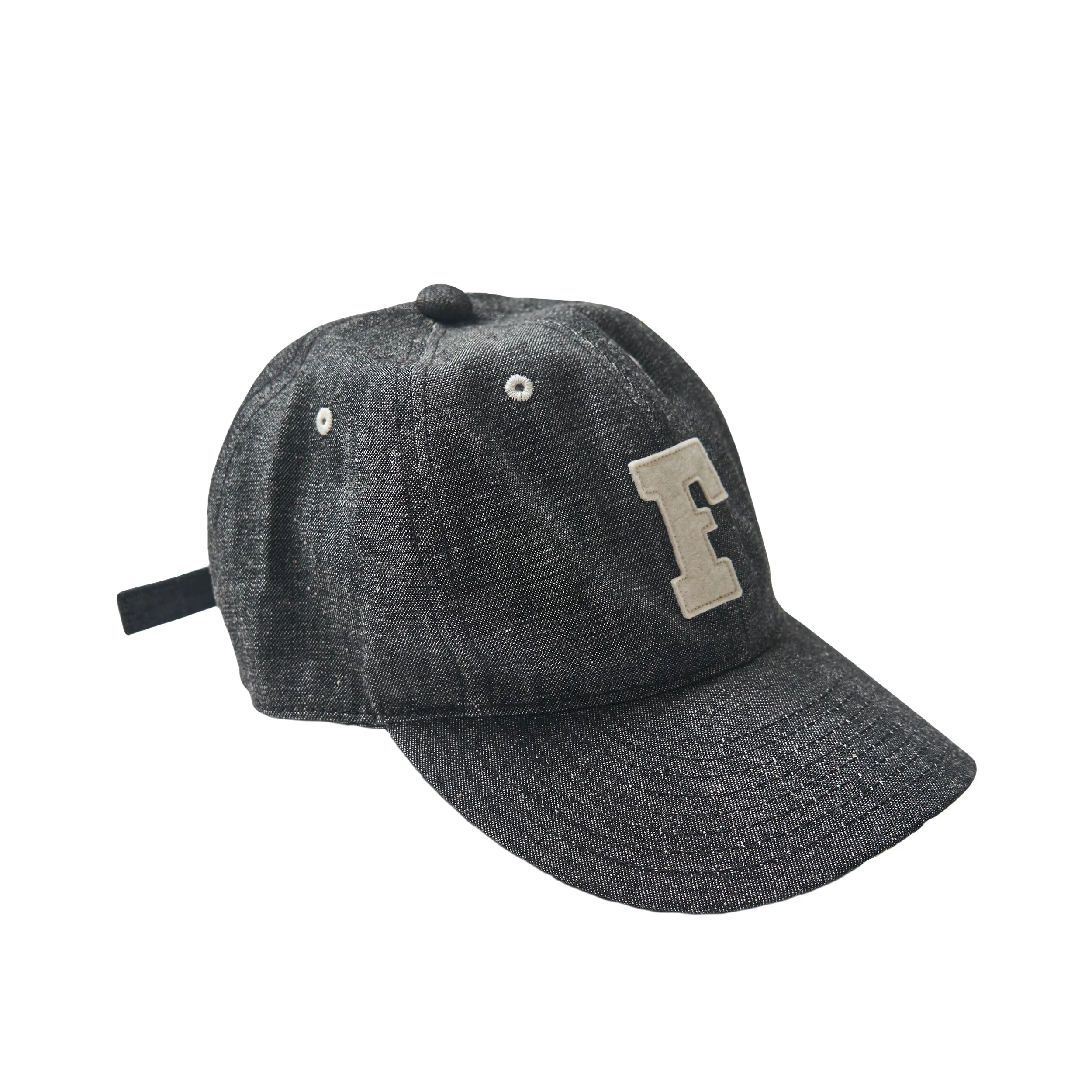 6843 - 6 Panel Denim Baseball 'F' Cap - sold by Full Count product image thumbnail 2