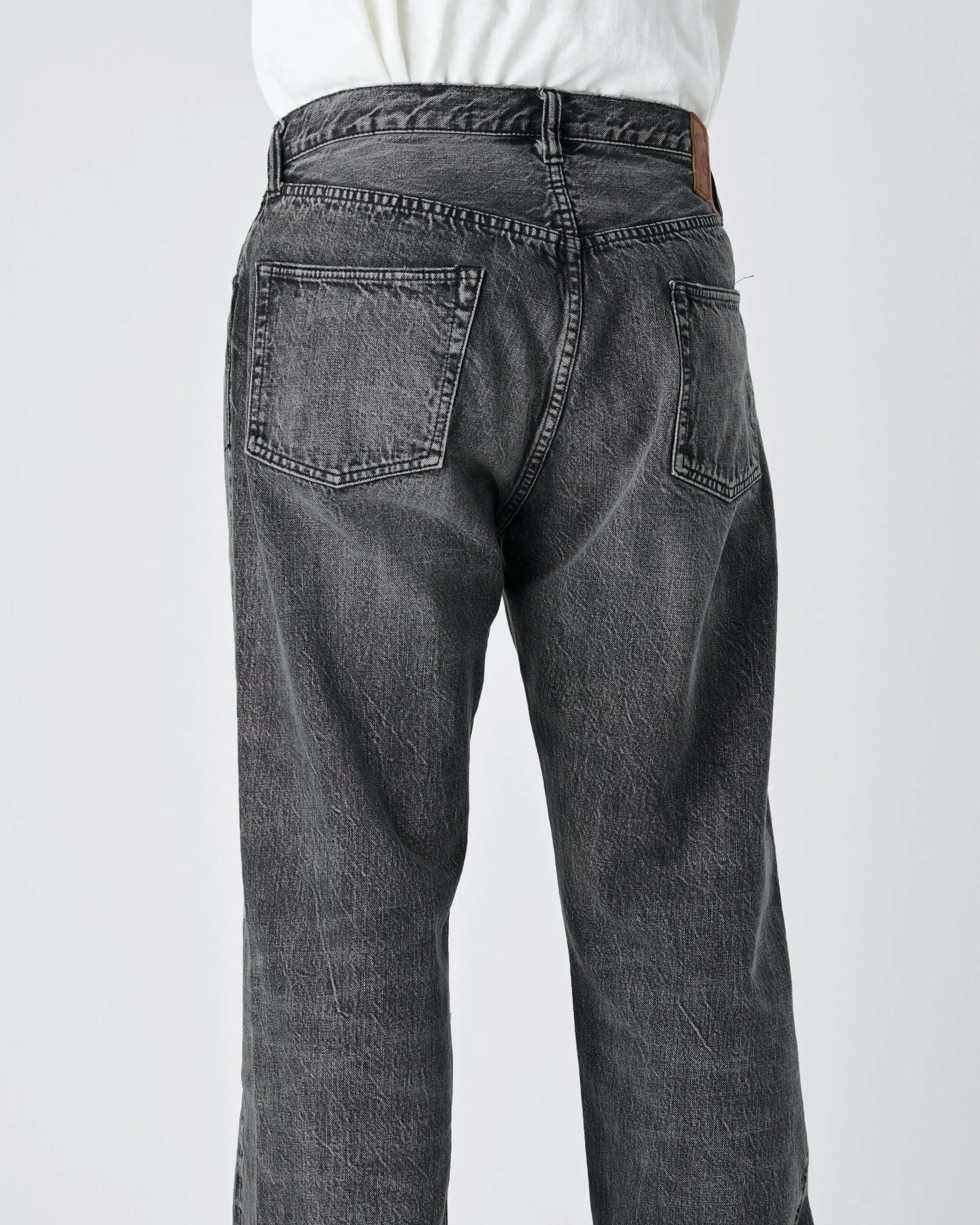 0105BKHW - Wide Black Denim Dartford - sold by Full Count product image thumbnail 5