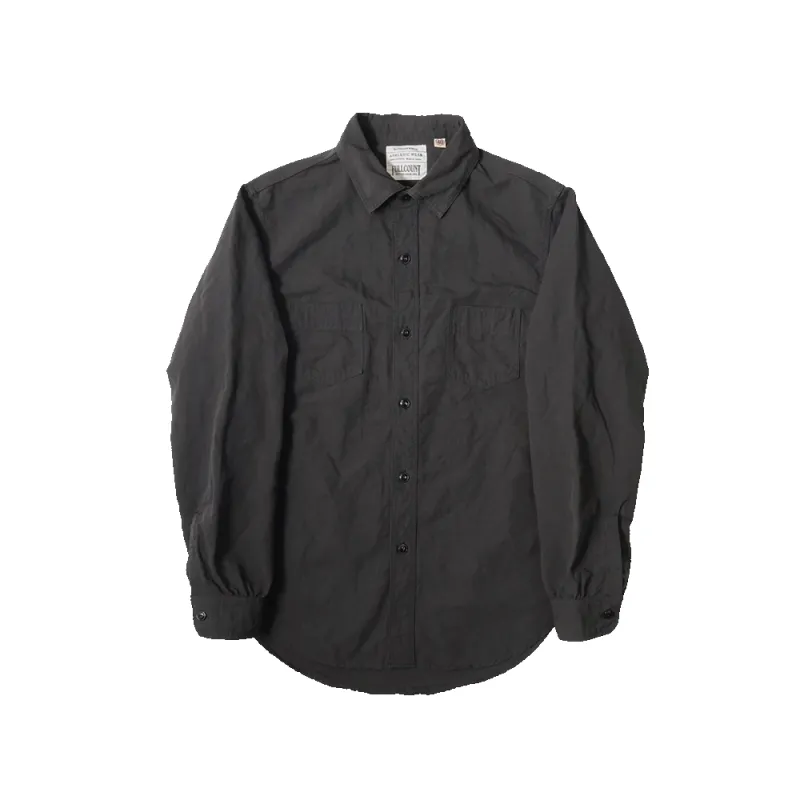 [2026SS] 4091L 20’s Black Cotton/Linen Farmers Shirt sold by Full Count