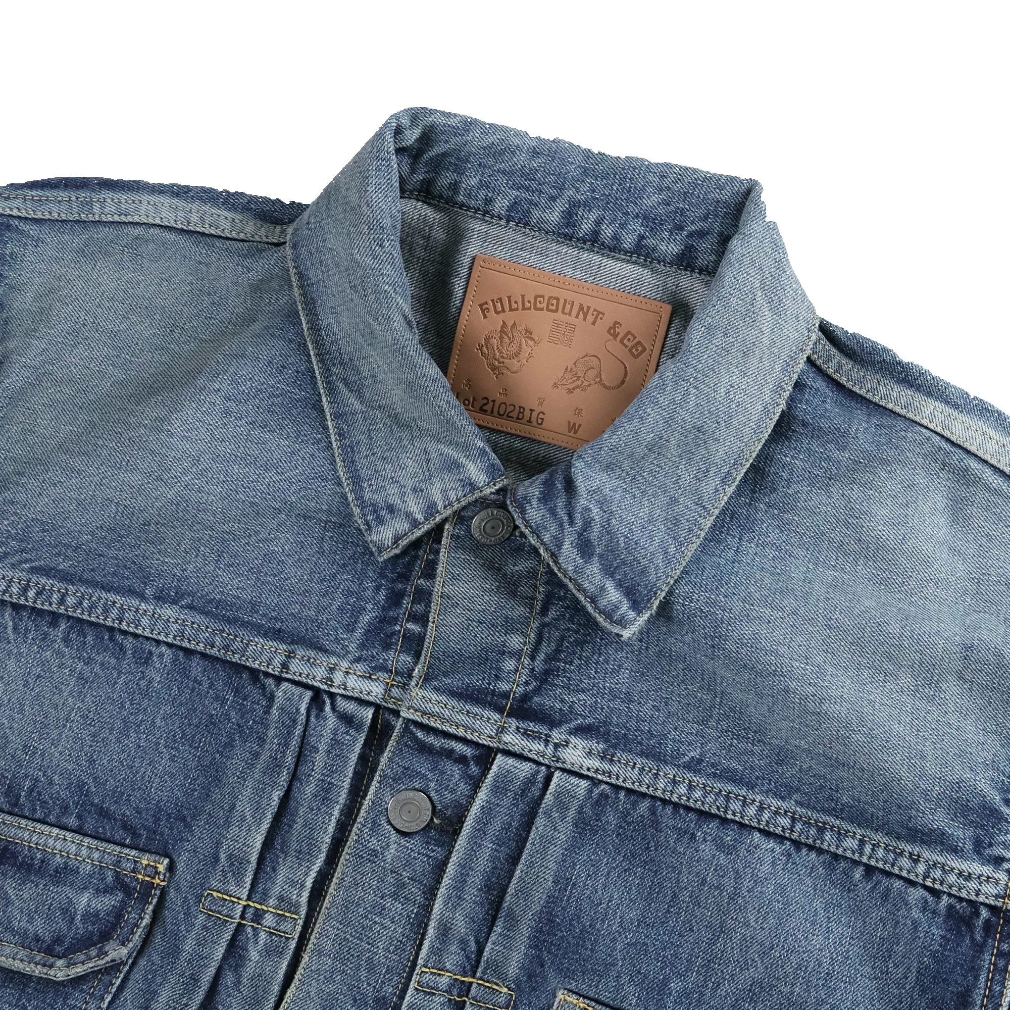 2102HWBIG Type 2 Denim Jacket HW (Blue in Green Exclusive) sold by Full Count product image thumbnail 3
