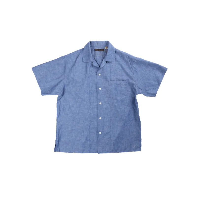 [2027SS] 4107-1 Chambray Open Collar S/S Shirt made by Full Count