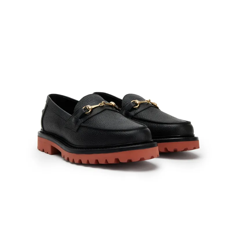 The Mason Horse Bit Loafer, Onyx/Clay, Vibram 1757 Lug Sole sold by Blackstock & Weber
