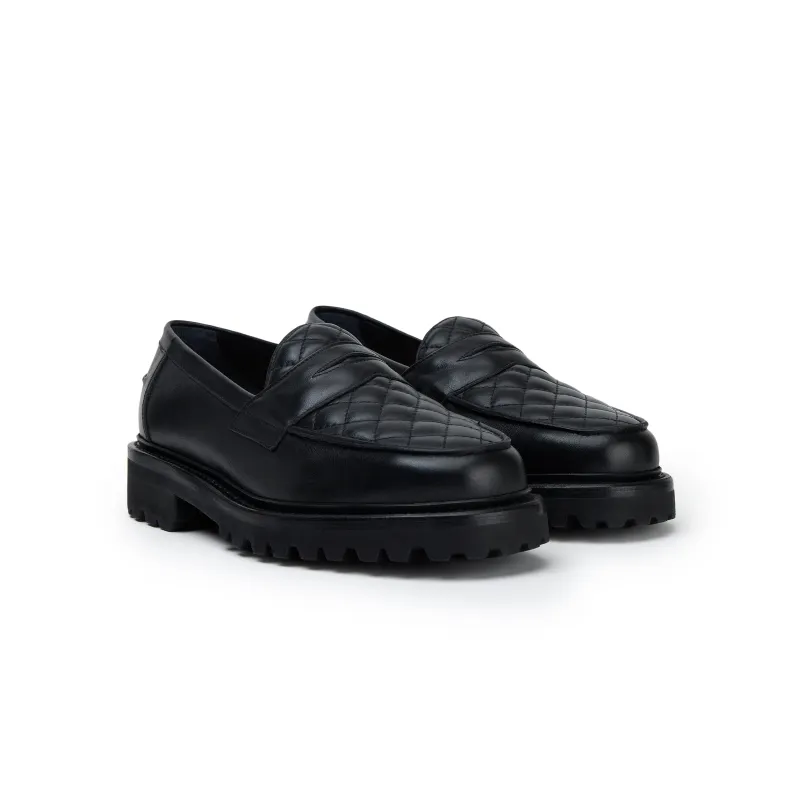 The Ellis Penny Loafer, Caviar Quilt, Vibram 1757 Lug Sole sold by Blackstock & Weber