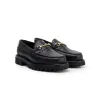 The Mason Horse Bit Loafer, Onyx Croc, Vibram 1757 Lug Sole sold by Blackstock & Weber