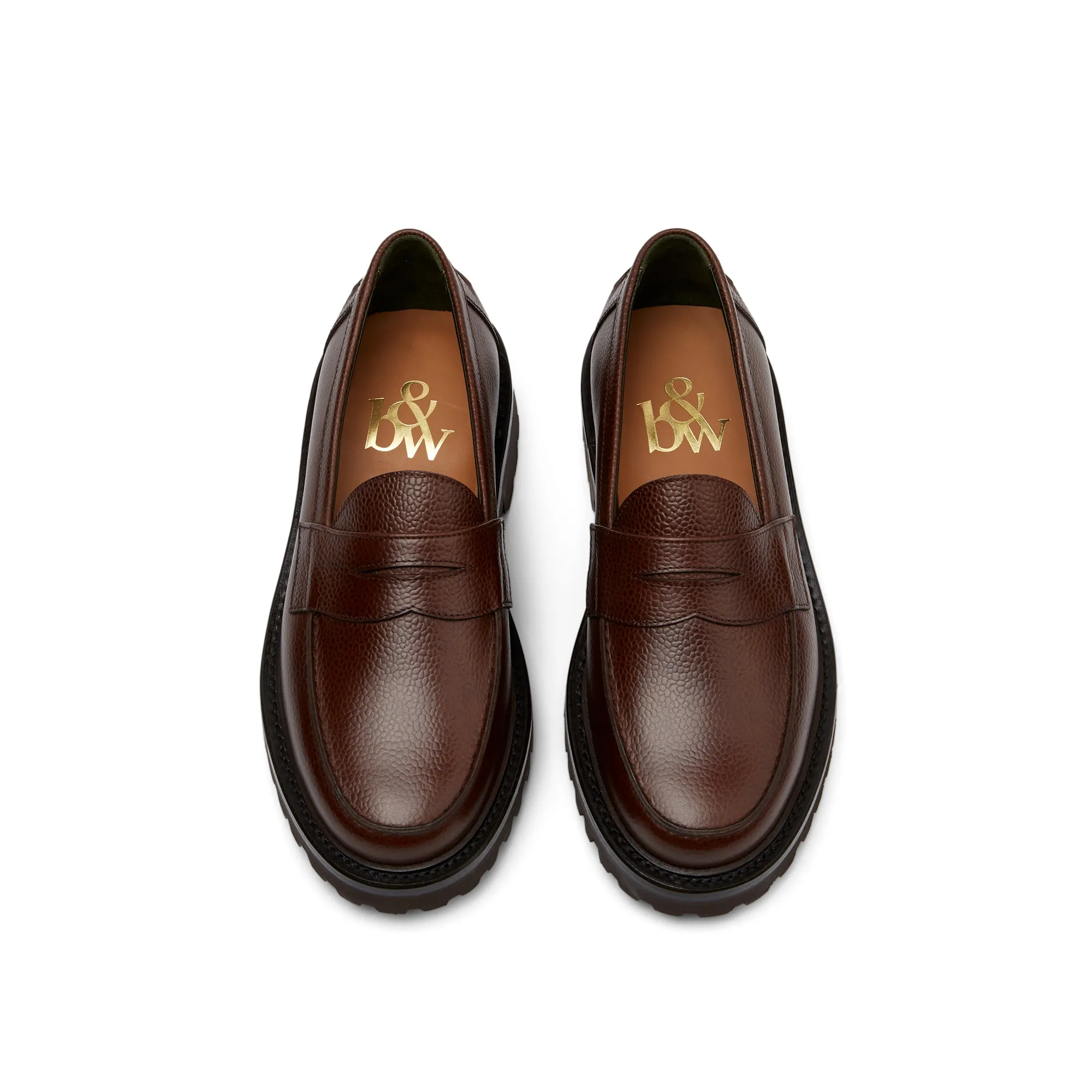 The Ellis Penny Loafer, Chocolate, Vibram 1757 Lug Sole sold by Blackstock & Weber product image thumbnail 3