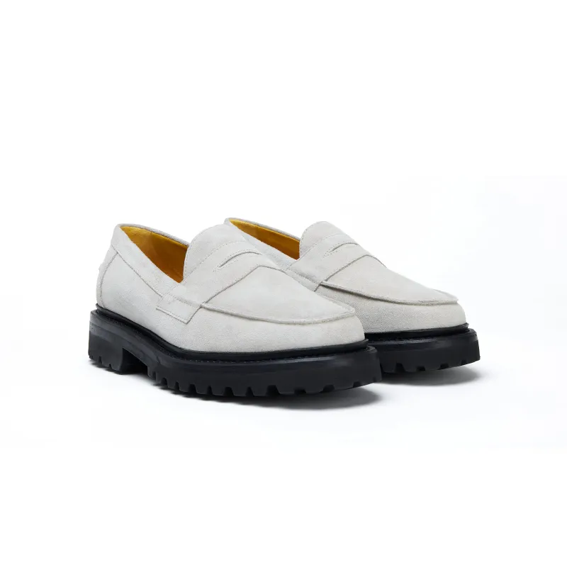 The Ellis Penny Loafer, Smoke, Lug Sole sold by Blackstock & Weber