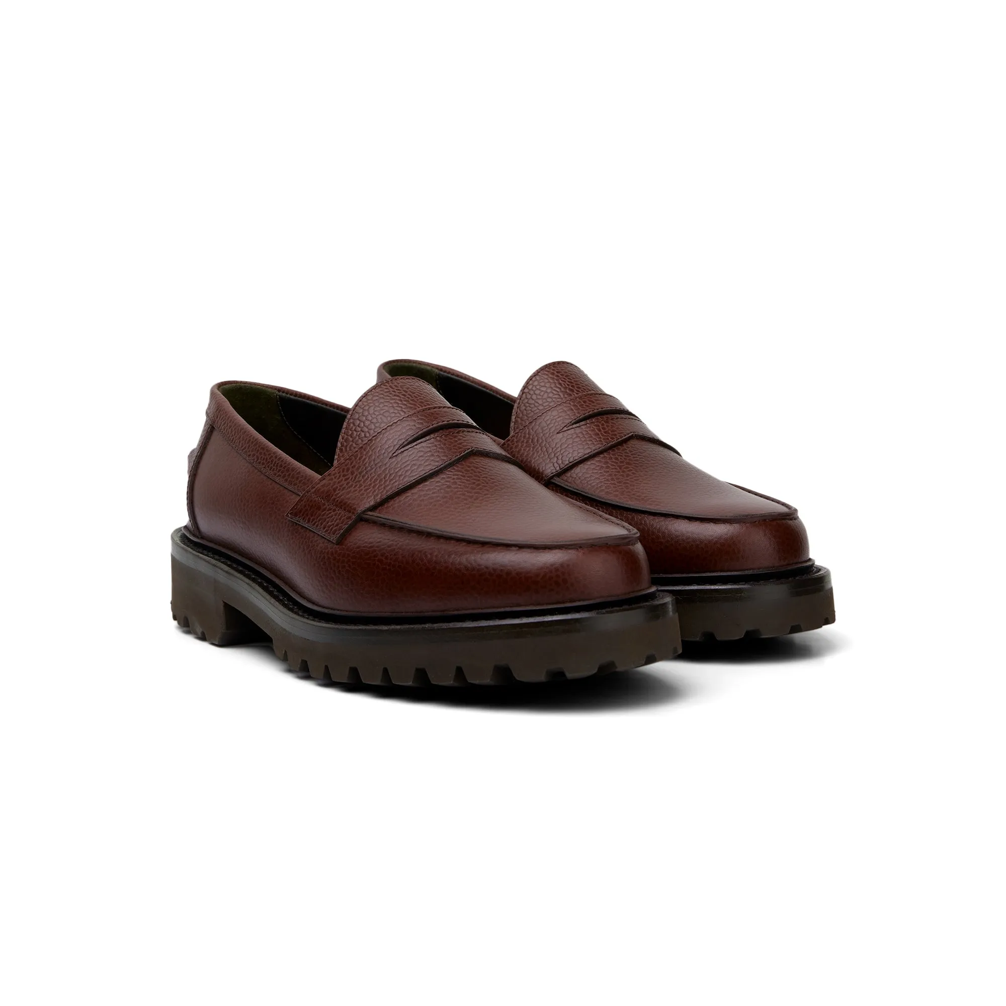 The Ellis Penny Loafer, Chocolate, Lug Sole sold by Blackstock & Weber