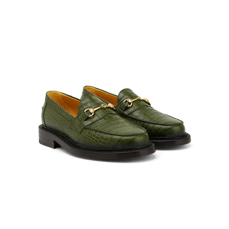 The Mason Horse Bit Loafer, Emerald sold by Blackstock & Weber