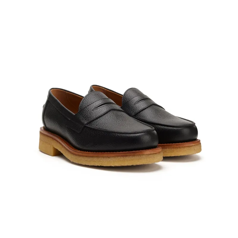 The Ellis Penny Loafer, Onyx, Crepe sold by Blackstock & Weber