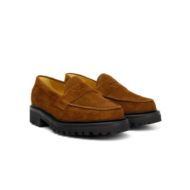 The Ellis Penny Loafer, Tobacco, Vibram 1757 Lug Sole sold by Blackstock & Weber