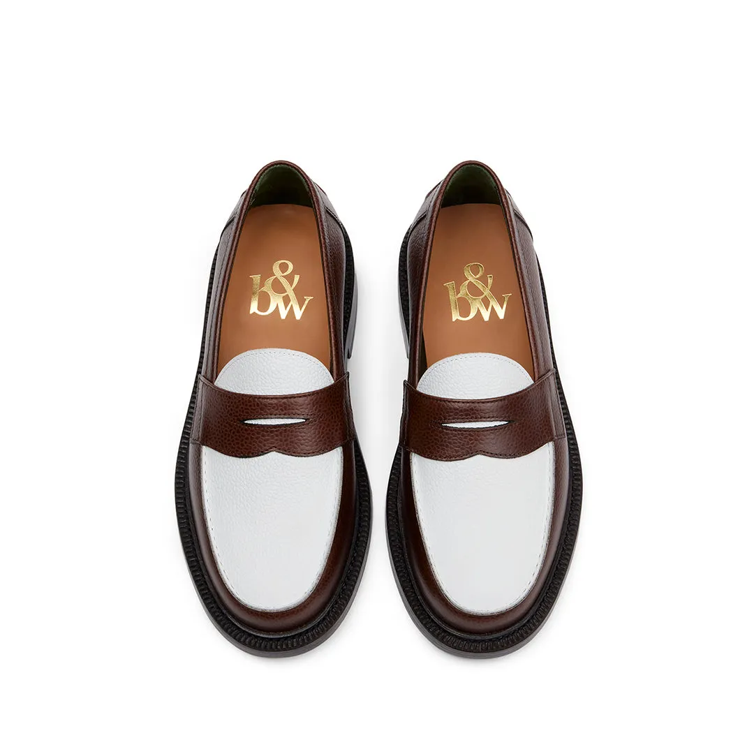 The Ellis Penny Loafer, Chocolate/White sold by Blackstock & Weber product image thumbnail 3