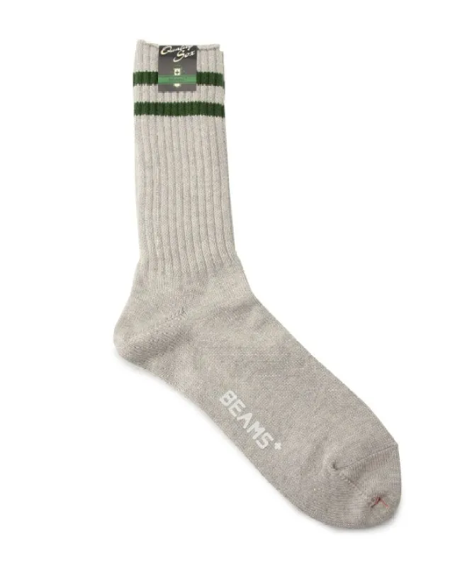 Beams Plus Schoolboy Socks, Grey/Green sold by Blackstock & Weber