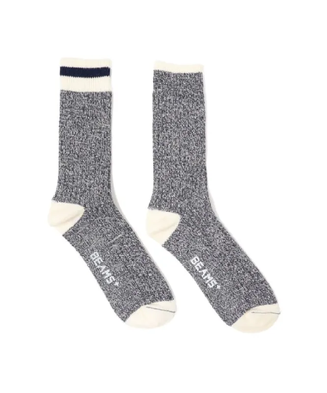 Beams Plus Rag Sock, Navy/Navy Line sold by Blackstock & Weber