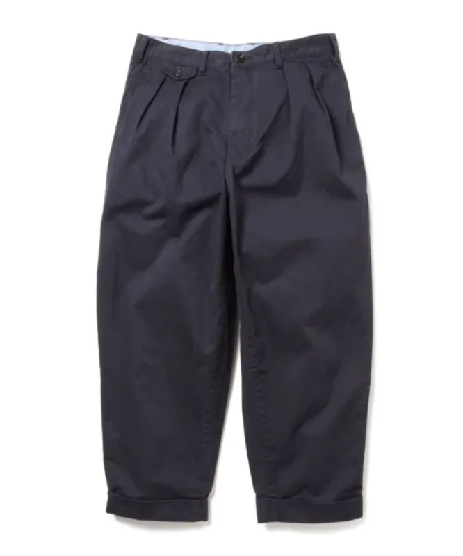 Beams Plus 2-Pleat Tapered Twill Trouser, Dark Navy sold by Blackstock & Weber