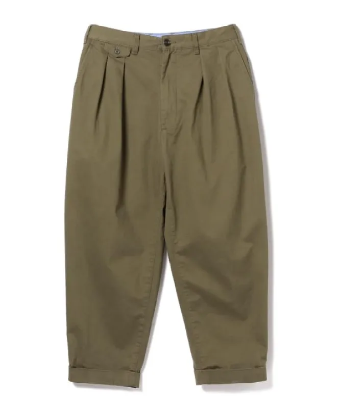 Beams Plus 2-Pleat Tapered Twill Trouser, Olive sold by Blackstock & Weber