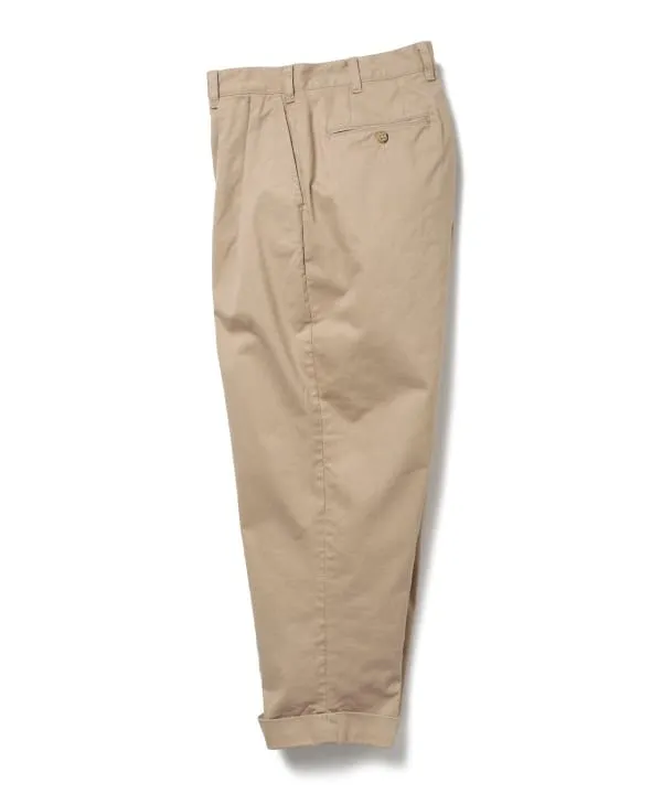 Beams Plus 2-Pleat Tapered Twill Trouser, Khaki sold by Blackstock & Weber product image thumbnail 3