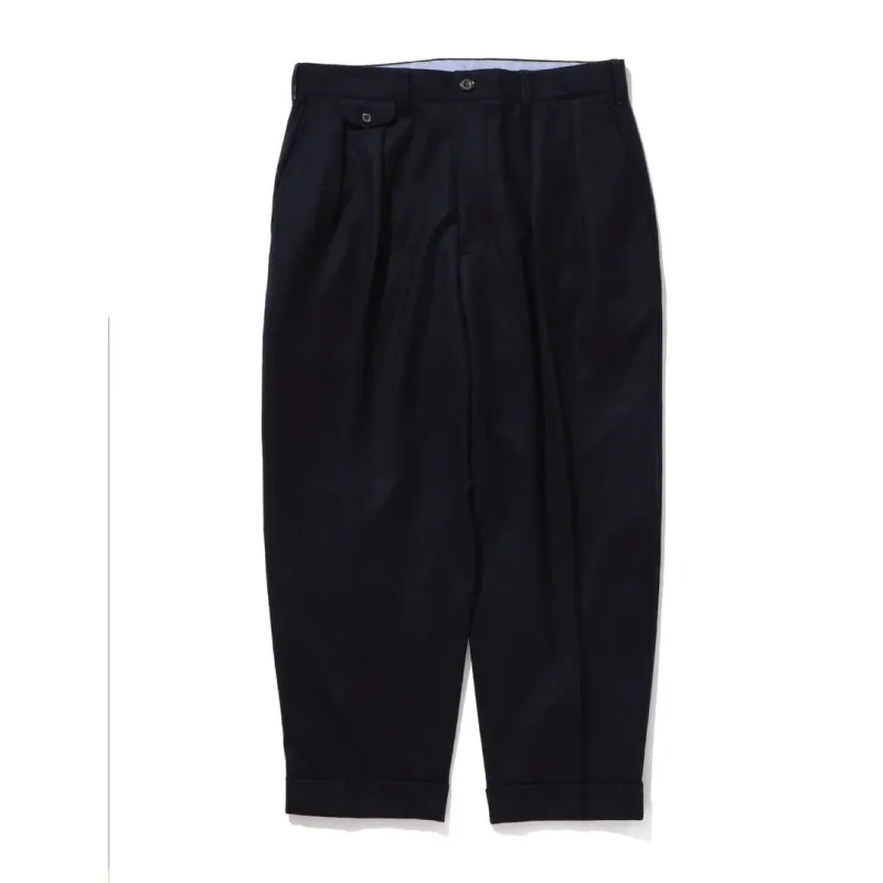 Beams Plus 2-Pleat Tapered Twill Trouser, Black sold by Blackstock & Weber