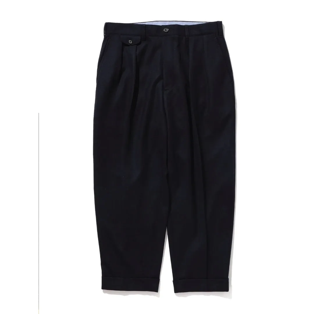 Beams Plus 2-Pleat Tapered Twill Trouser, Black sold by Blackstock & Weber