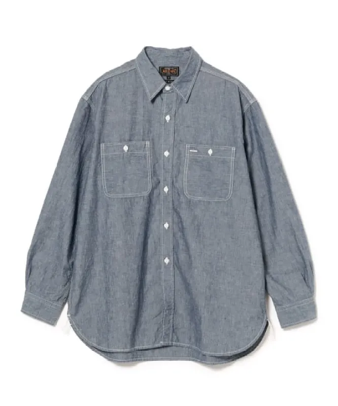 Beams Plus Work Chambray, Blue sold by Blackstock & Weber