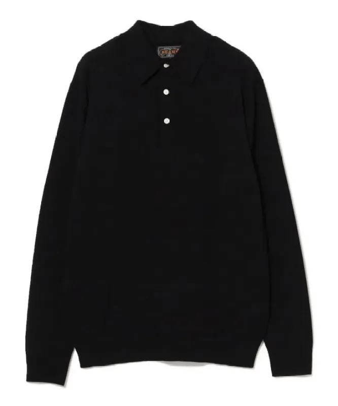 Beams Plus Knit Polo, Black sold by Blackstock & Weber