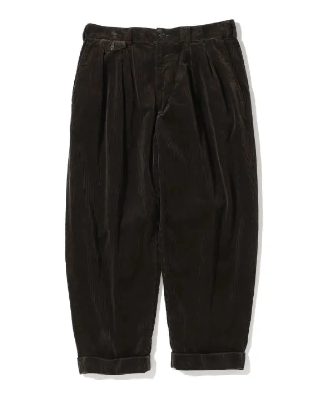 Beams Plus 2-Pleat Corduroy Trouser, Dark Brown sold by Blackstock & Weber