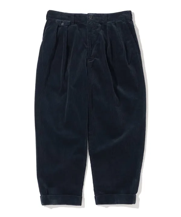 Beams Plus 2-Pleat Corduroy Trouser, Navy sold by Blackstock & Weber