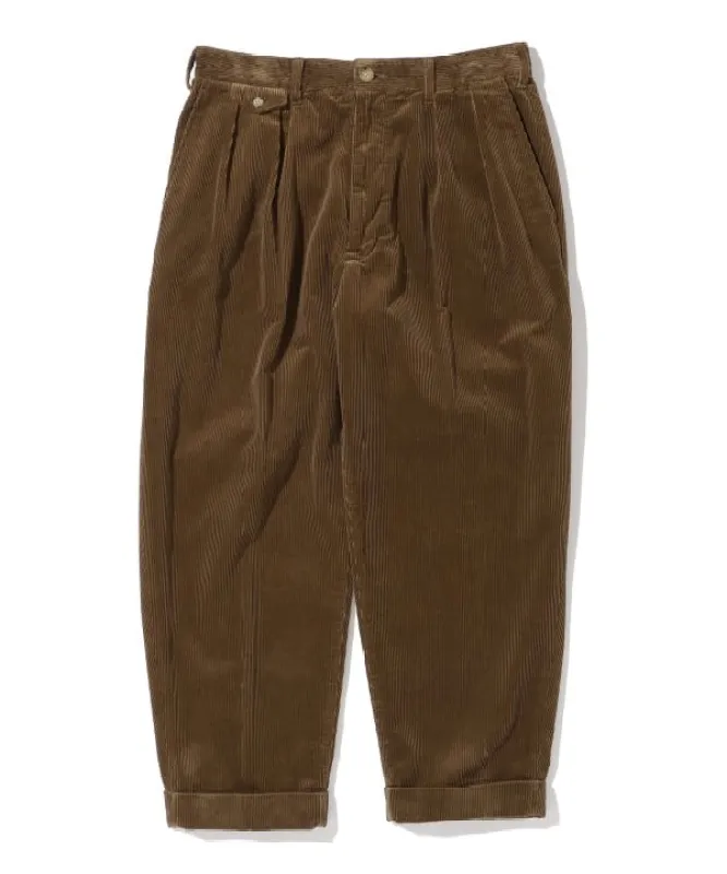 Beams Plus 2-Pleat Corduroy Trouser, Golden Brown sold by Blackstock & Weber