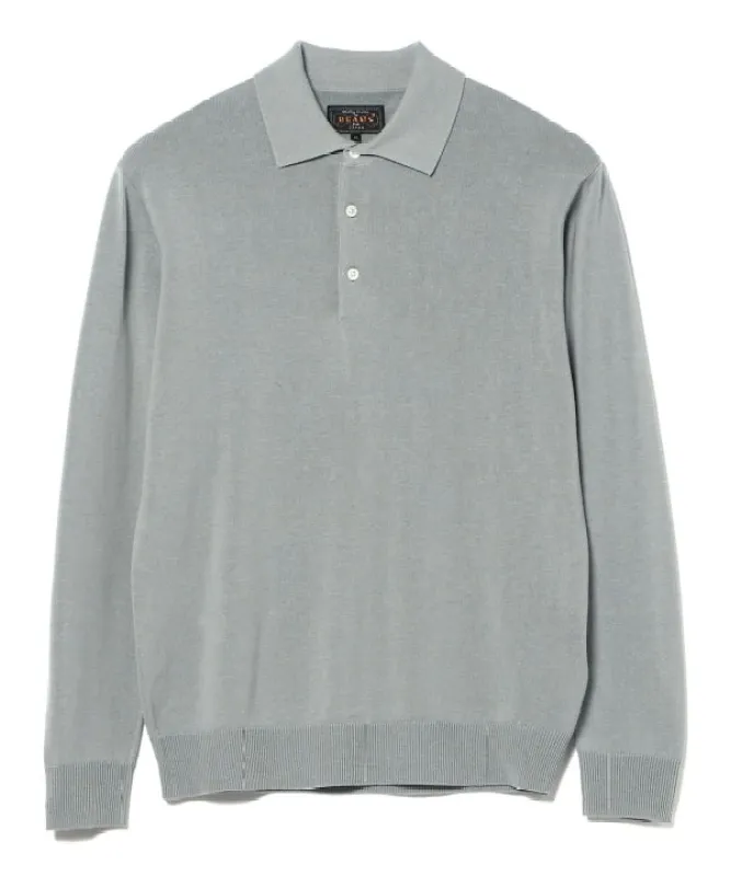 Beams Plus Knit Polo, Ice Blue sold by Blackstock & Weber