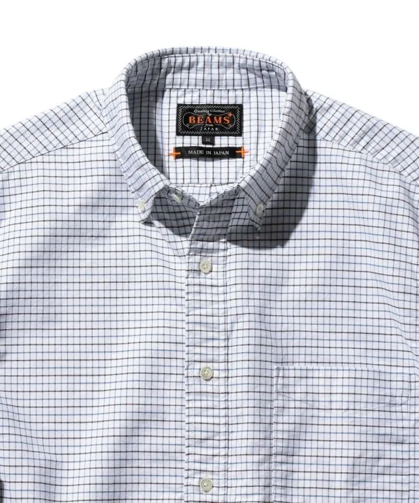 Beams Plus Button Down Oxford Tattersall, Blue sold by Blackstock & Weber product image thumbnail 3