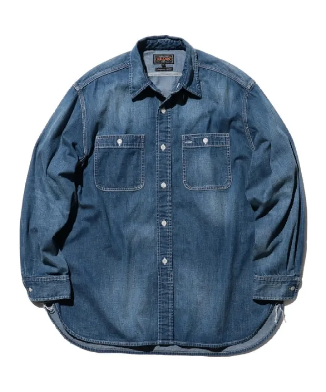 Beams Plus Work 8oz Denim Shirt, Used Wash sold by Blackstock & Weber