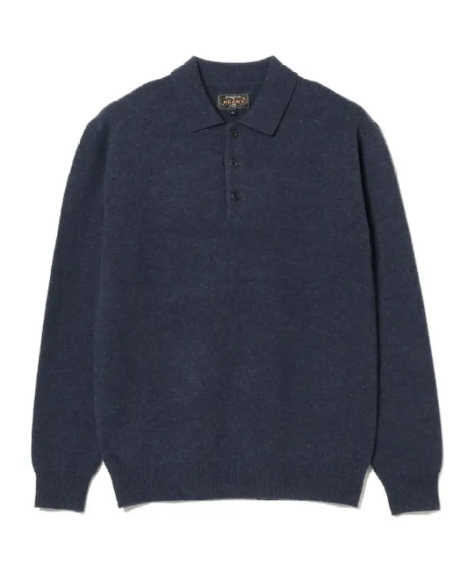 Beams Plus Knit Polo 9G, Navy sold by Blackstock & Weber