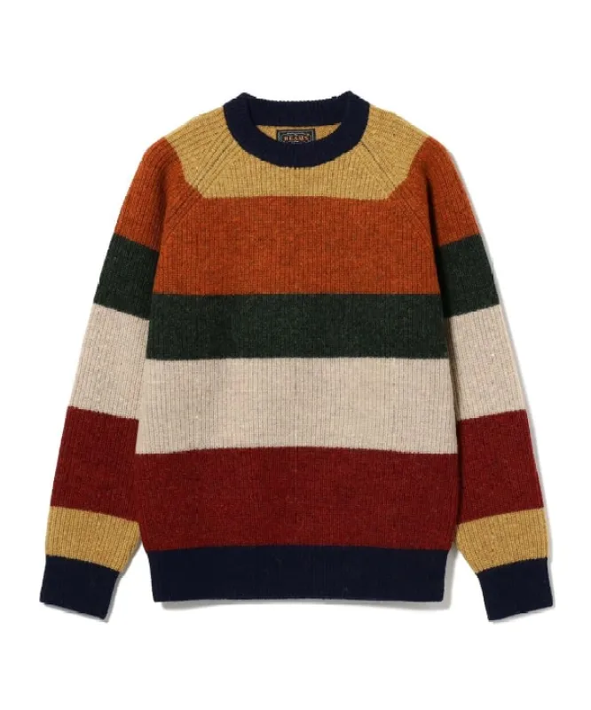Beams Plus Multi Stripe 5G Sweater sold by Blackstock & Weber