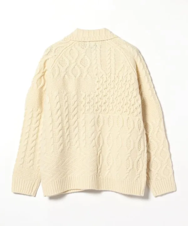 Beams Plus Aran Patchwork Cardigan, Off White sold by Blackstock & Weber product image thumbnail 2
