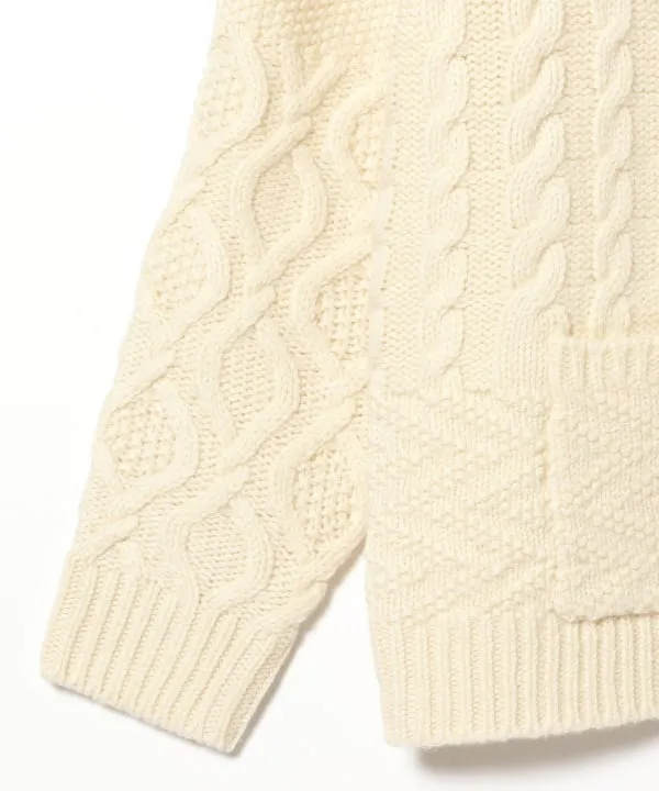 Beams Plus Aran Patchwork Cardigan, Off White sold by Blackstock & Weber product image thumbnail 4