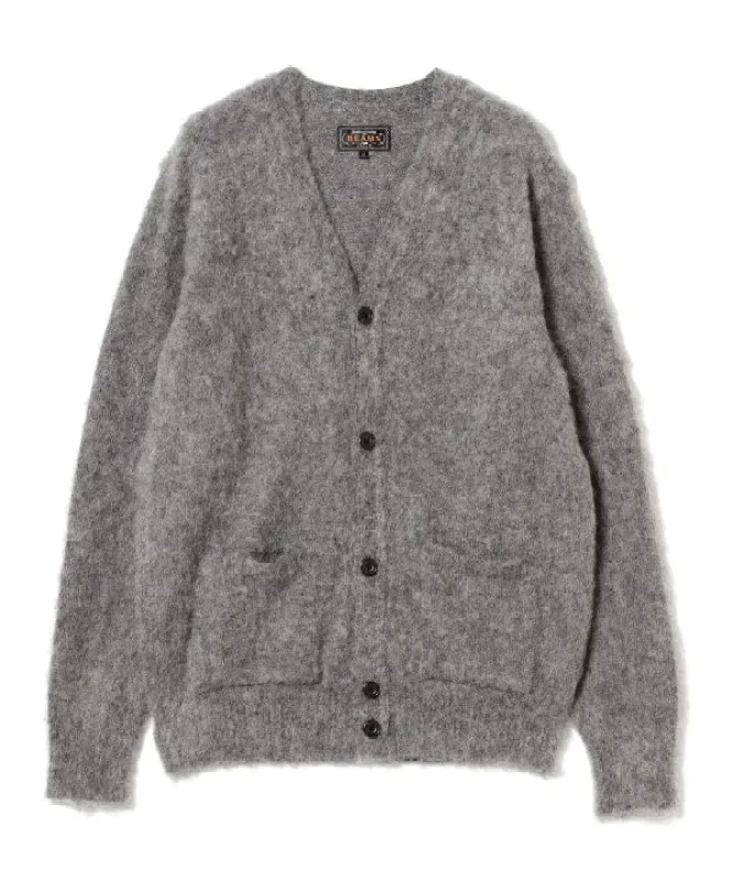 Beams Plus Stretch Mohair Cardigan, Grey sold by Blackstock & Weber