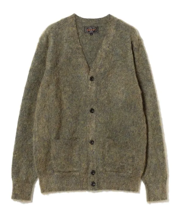 Beams Plus Stretch Mohair Cardigan, Green sold by Blackstock & Weber