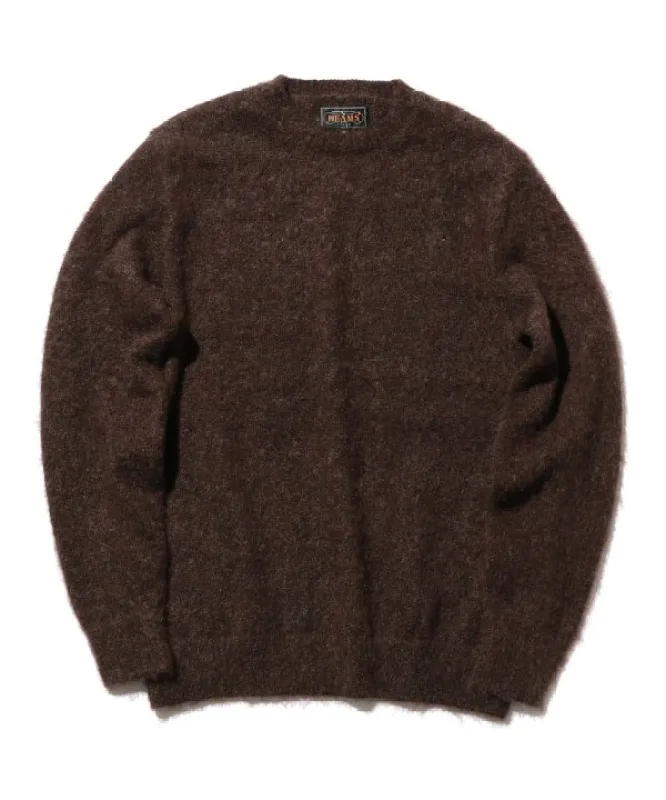 Beams Plus Stretch Mohair Crewneck, Dark Brown sold by Blackstock & Weber