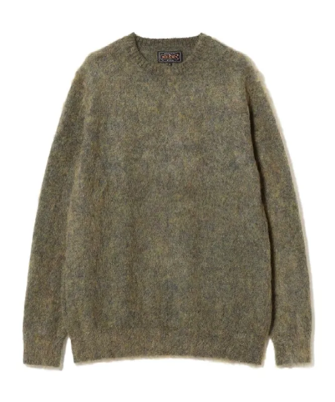 Beams Plus Stretch Mohair Crewneck, Green sold by Blackstock & Weber