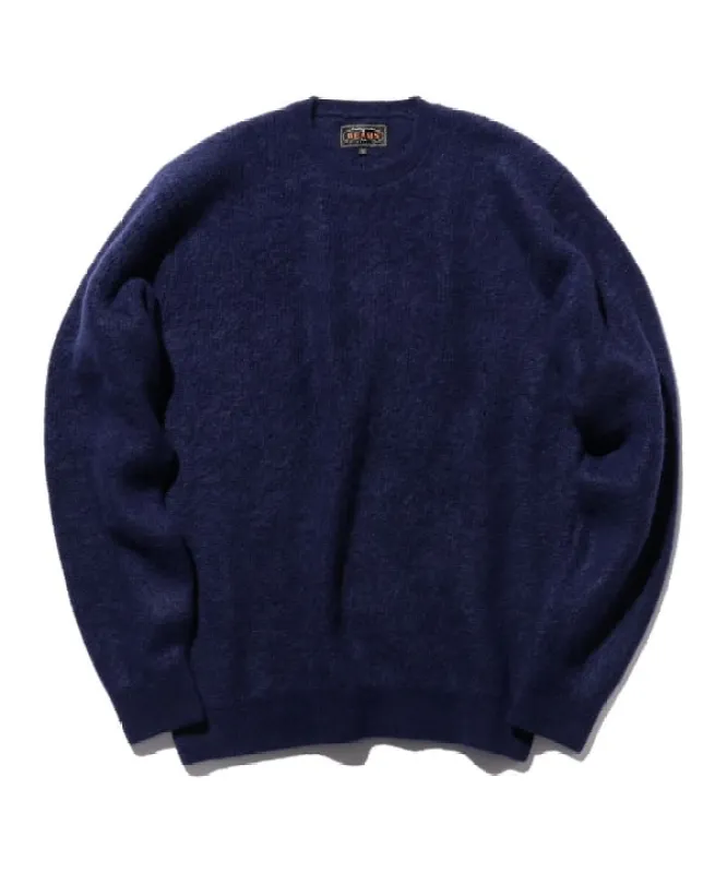 Beams Plus Garter Stitch 7G Sweater, Navy sold by Blackstock & Weber