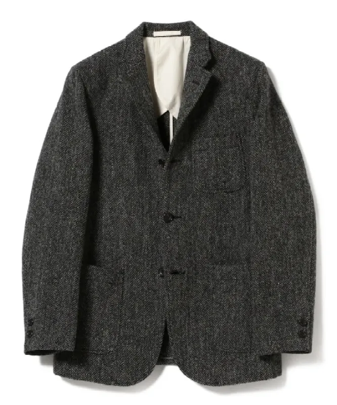Beams Plus 3B Harris Tweed Jacket, Grey Herringbone sold by Blackstock & Weber