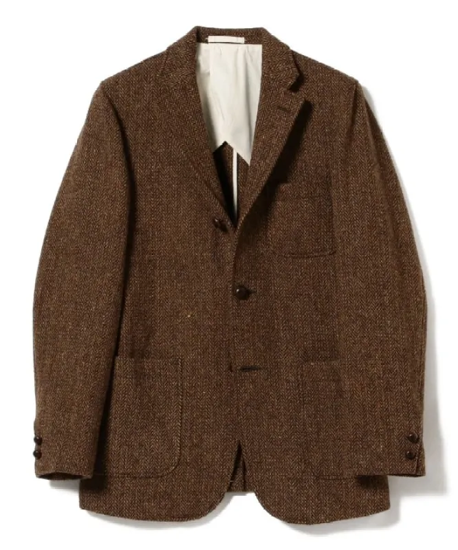 Beams Plus 3B Harris Tweed Jacket, Lt. Brown Herringbone sold by Blackstock & Weber