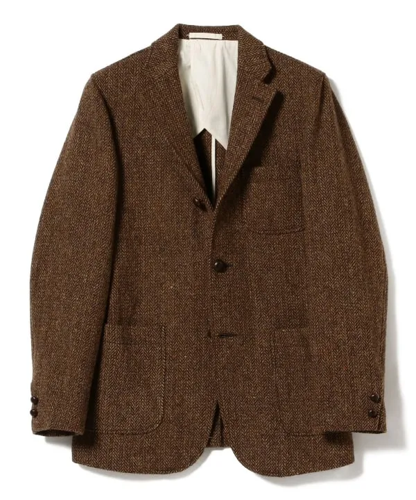 Beams Plus 3B Harris Tweed Jacket, Lt. Brown Herringbone sold by Blackstock & Weber